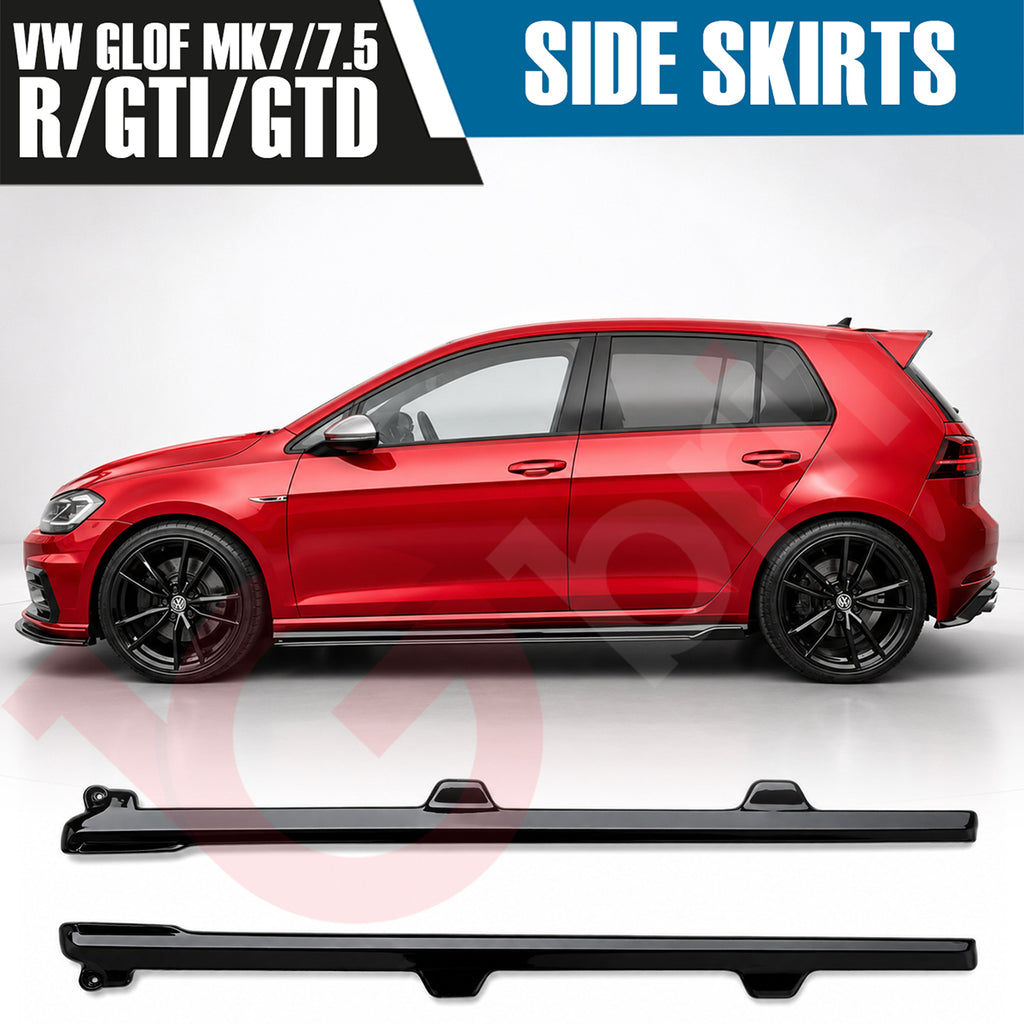 VW Golf MK7 AND MK7.5 GTI GTD R Gloss Black Side Skirts 2014-2020