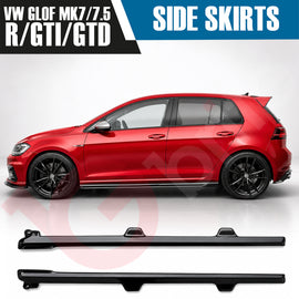 VW Golf MK7 AND MK7.5 GTI GTD R Gloss Black Side Skirts 2014-2020