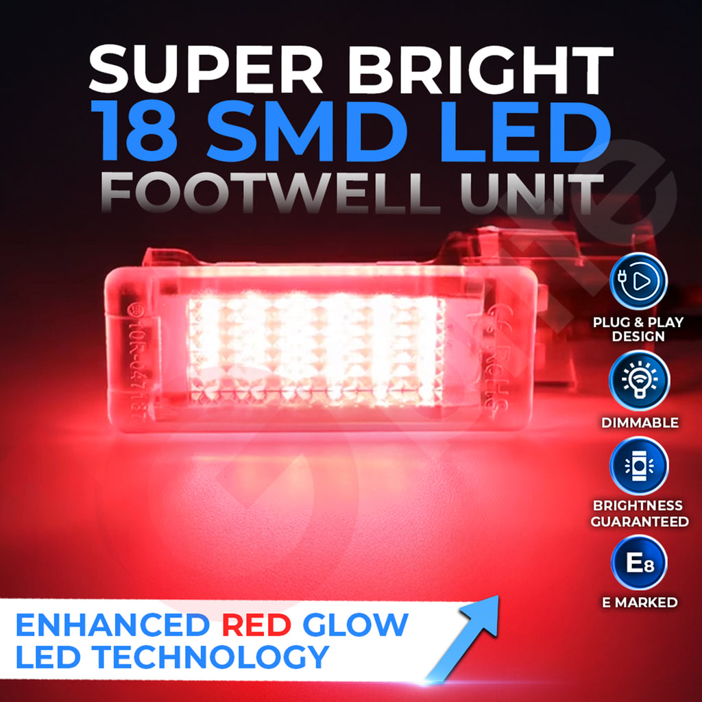 VW GOLF MK5 MK6 MK7 MK7.5 18 SMD LED FOOTWELL LIGHT UNITS OEM REPLACEMENT PLUG & PLAY