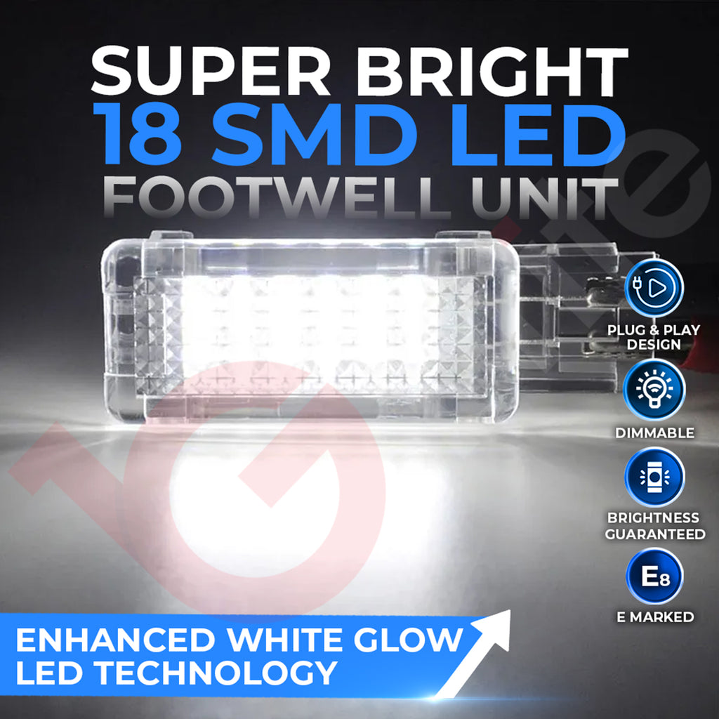 VW GOLF MK5 MK6 MK7 MK7.5 18 SMD LED FOOTWELL LIGHT UNITS OEM REPLACEMENT PLUG & PLAY