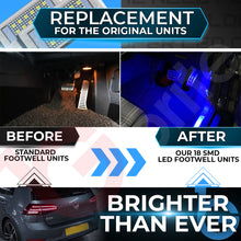Load image into Gallery viewer, VW GOLF MK5 MK6 MK7 MK7.5 18 SMD LED FOOTWELL LIGHT UNITS OEM REPLACEMENT PLUG &amp; PLAY