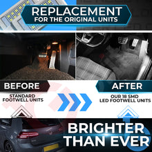Load image into Gallery viewer, VW GOLF MK5 MK6 MK7 MK7.5 18 SMD LED FOOTWELL LIGHT UNITS OEM REPLACEMENT PLUG &amp; PLAY