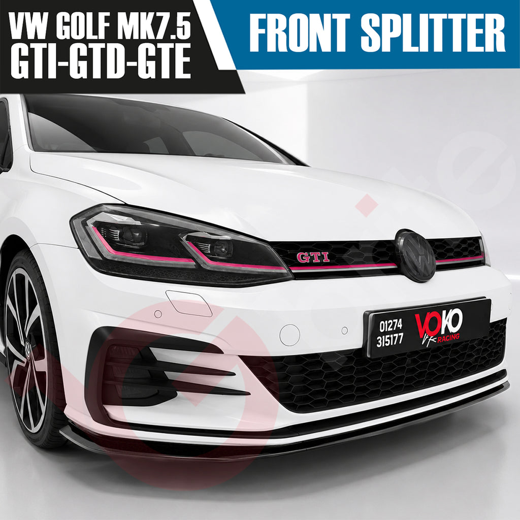 VOKO RACING VW GOLF MK7.5 GTI & GTD & GTE TCR FRONT SPLITTER LIP GLOSS BLACK 2017-2019