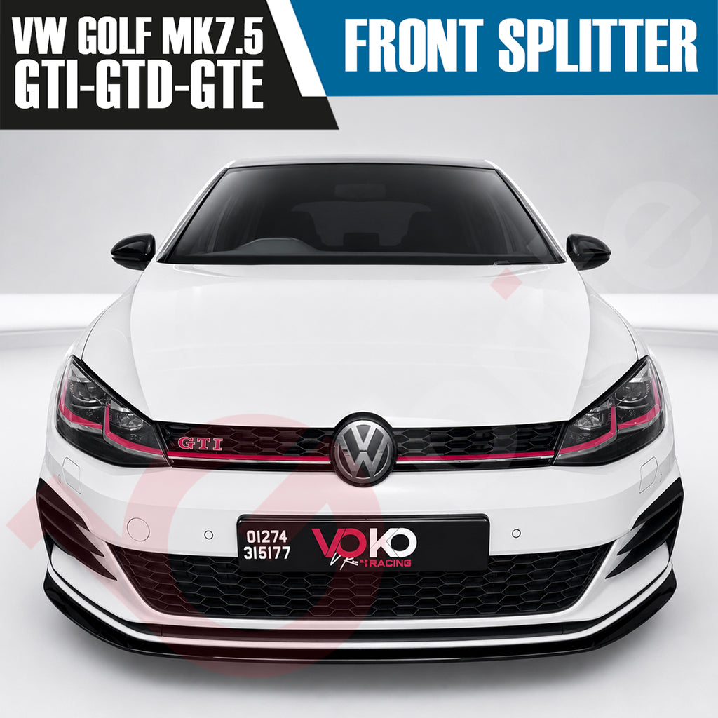 VOKO RACING VW GOLF MK7.5 GTI & GTD & GTE TCR FRONT SPLITTER LIP GLOSS BLACK 2017-2019