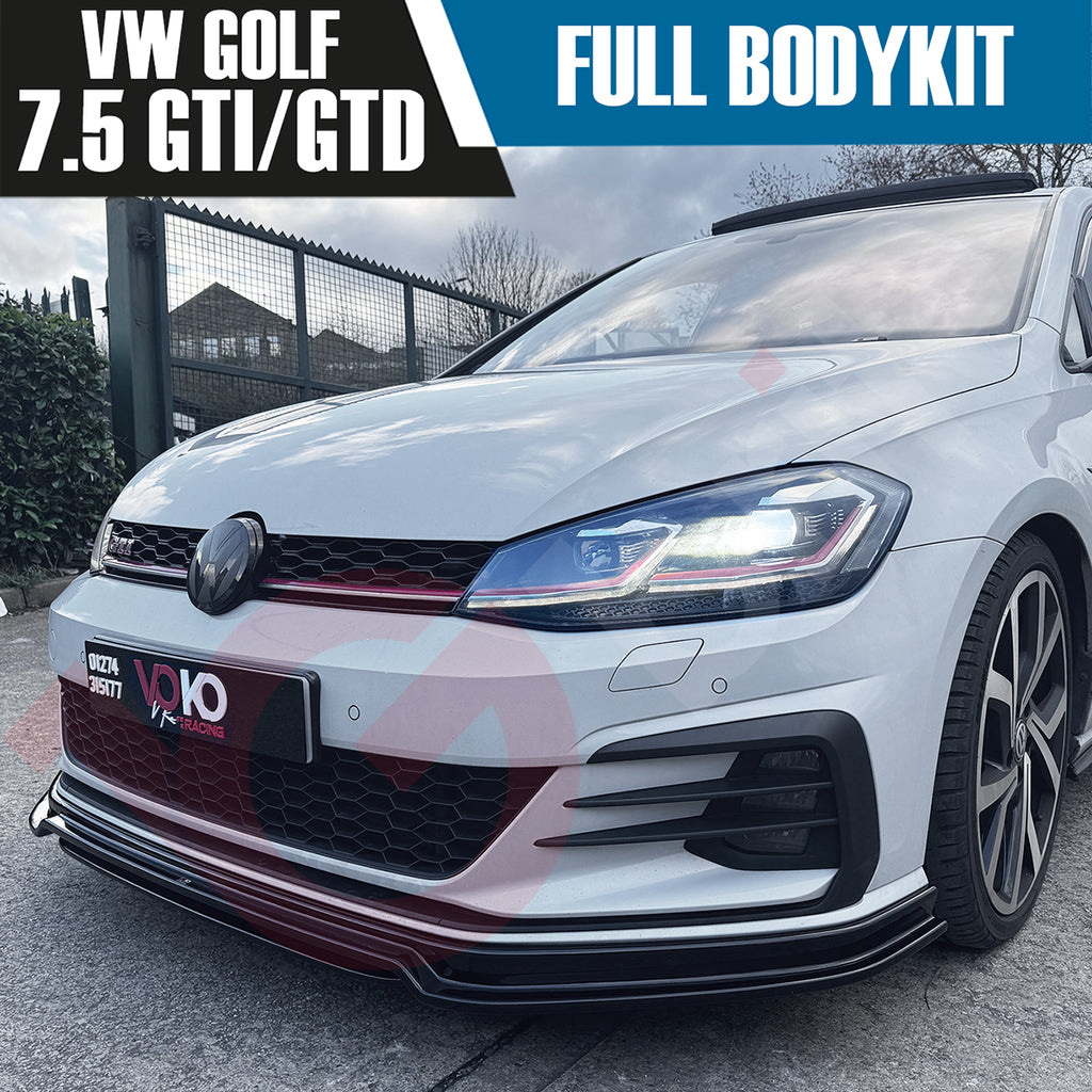 VW GOLF MK7.5 GTI & GTD FULL BODYKIT FRONT SPLITTER SIDE SKIRTS DIFFUSER SPOILER 2017-2020