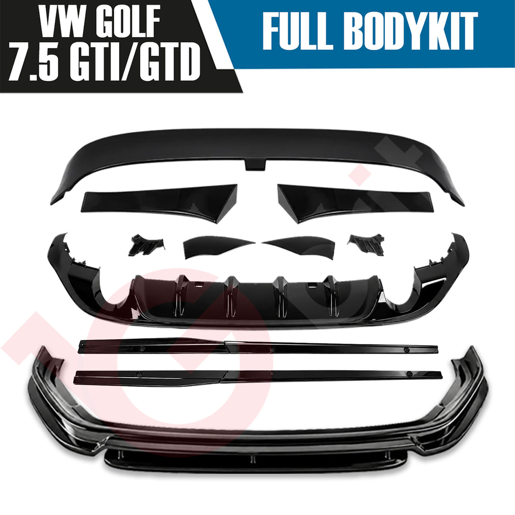 VW GOLF MK7.5 GTI & GTD FULL BODYKIT FRONT SPLITTER SIDE SKIRTS DIFFUSER SPOILER 2017-2020
