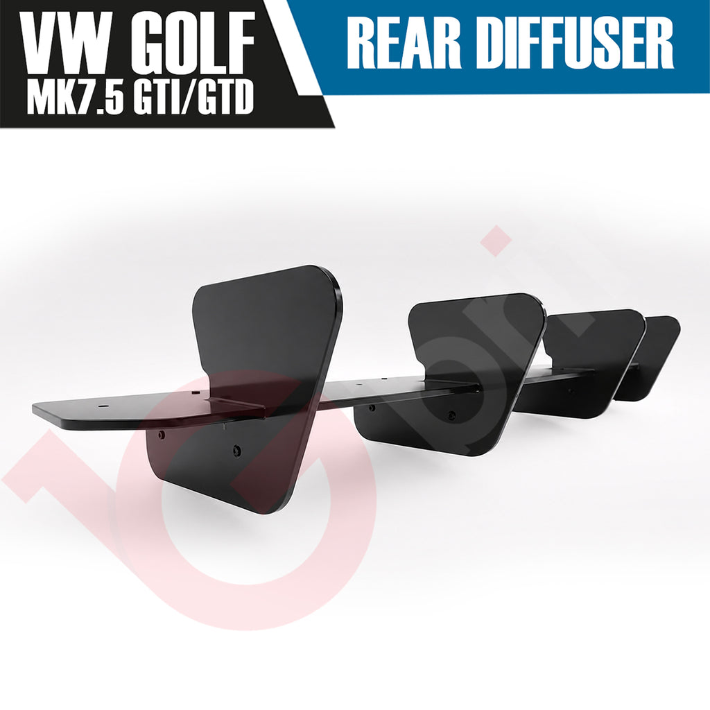BLACK REAR BUMPER DIFFUSER EXTENSIONS FOR VW GOLF MK7.5 GTI GTD 2017-2020