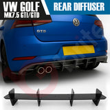BLACK REAR BUMPER DIFFUSER EXTENSIONS FOR VW GOLF MK7.5 GTI GTD 2017-2020