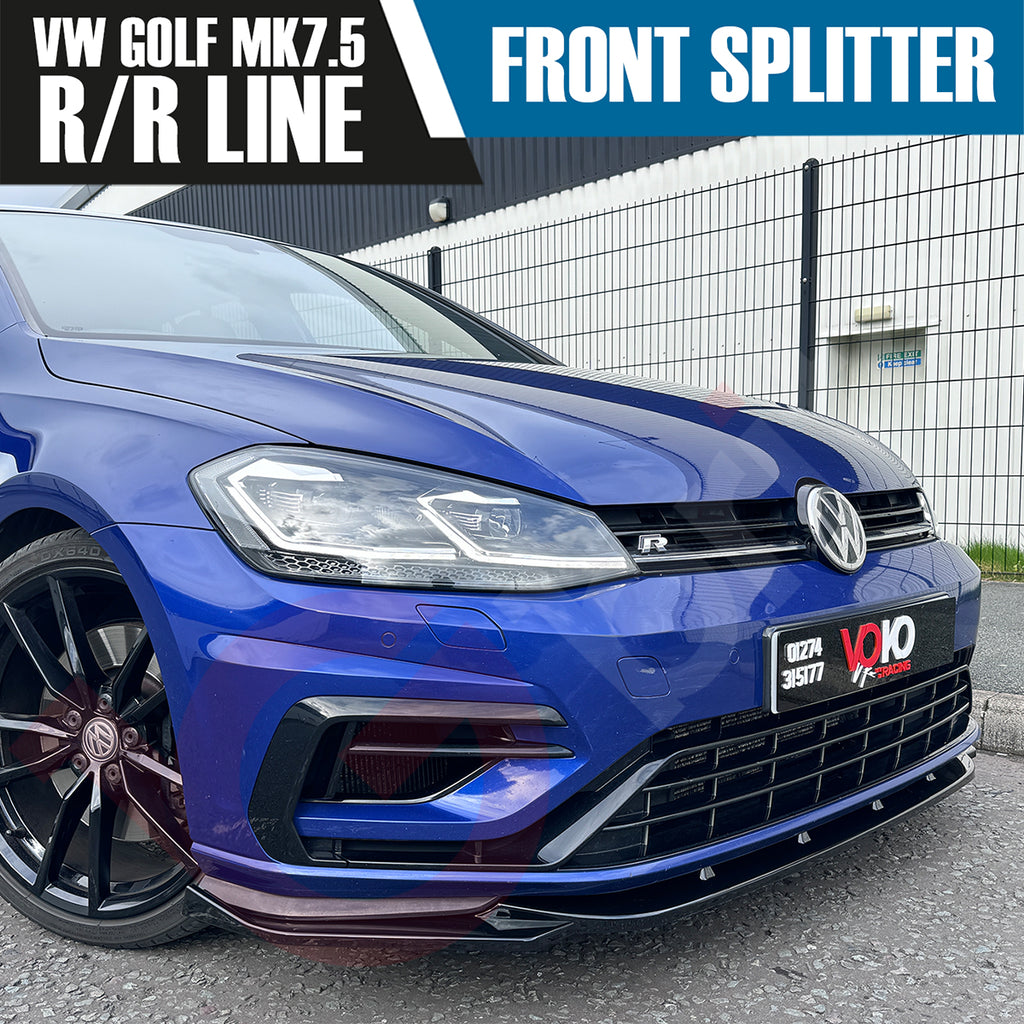 VOKO RACING VW GOLF MK 7.5 R & R LINE FRONT BUMPER SPLITTER LIP GLOSS BLACK 2017-2020