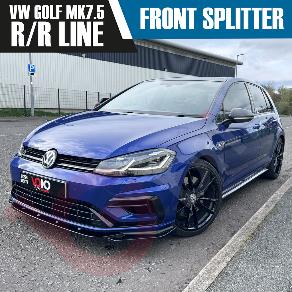 VOKO RACING VW GOLF MK 7.5 R & R LINE FRONT BUMPER SPLITTER LIP GLOSS BLACK 2017-2020