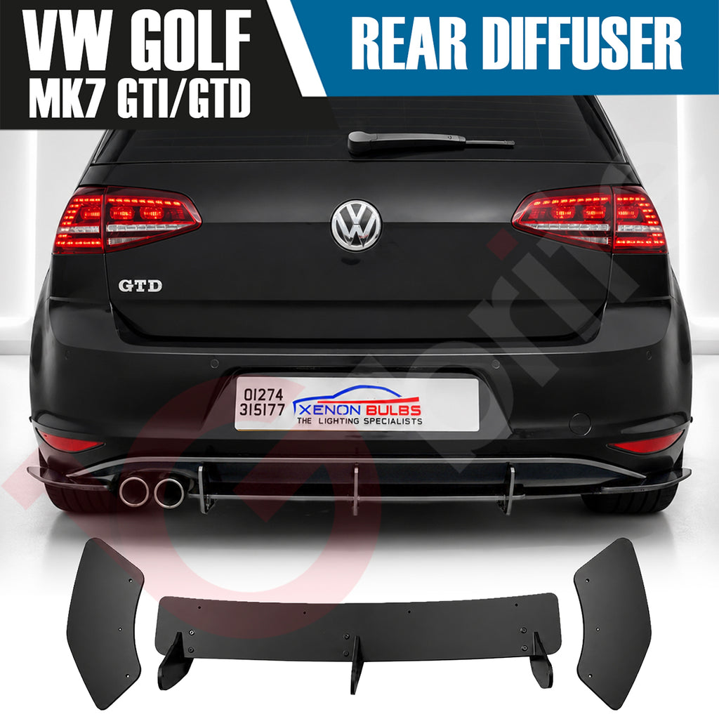 VW GOLF MK7 GTI & GTD REAR BUMPER DIFFUSER WITH REAR SIDE SPLITTERS 2013 - 2017