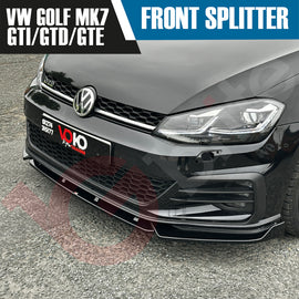 VW GOLF MK7 GTI GTD & GTE VOKO RACING GLOSS BLACK FRONT BUMPER SPLITTER LIP 2013-2016