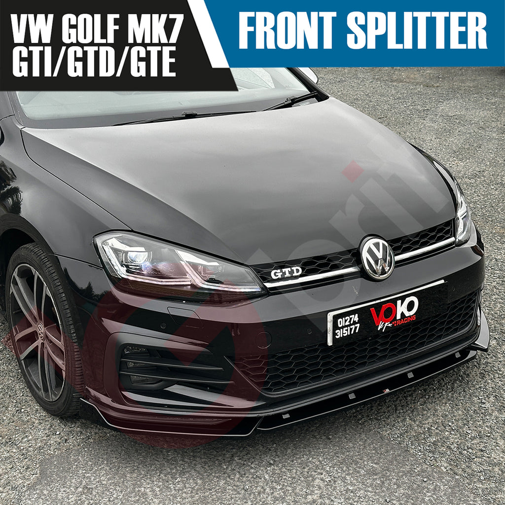 VW GOLF MK7 GTI GTD & GTE VOKO RACING GLOSS BLACK FRONT BUMPER SPLITTER LIP 2013-2016
