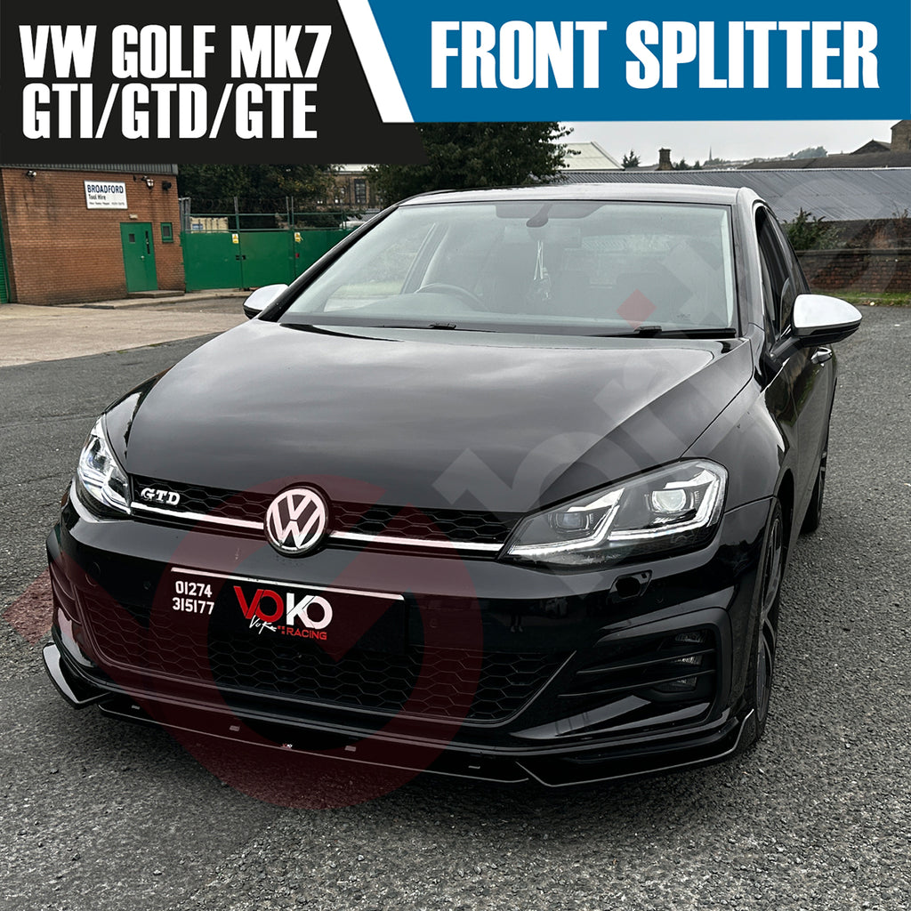 VW GOLF MK7 GTI GTD & GTE VOKO RACING GLOSS BLACK FRONT BUMPER SPLITTER LIP 2013-2016