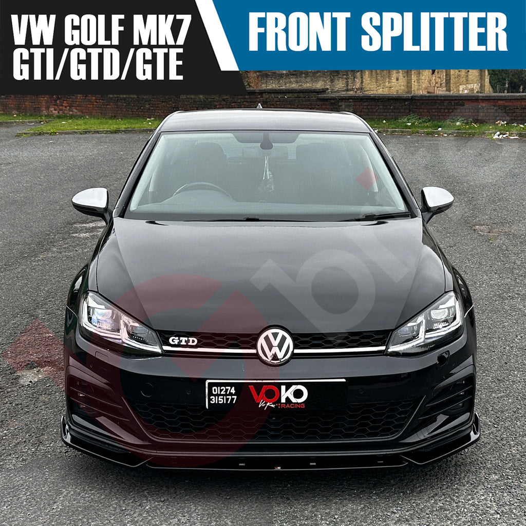 VW GOLF MK7 GTI GTD & GTE VOKO RACING GLOSS BLACK FRONT BUMPER SPLITTER LIP 2013-2016