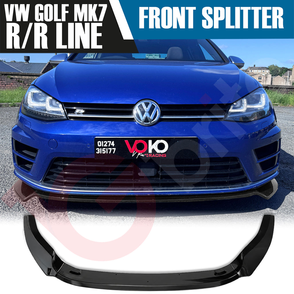 VW GOLF MK7 R/RLINE VOKO RACING GLOSS BLACK FRONT BUMPER SPLITTER LIP 2013-2016