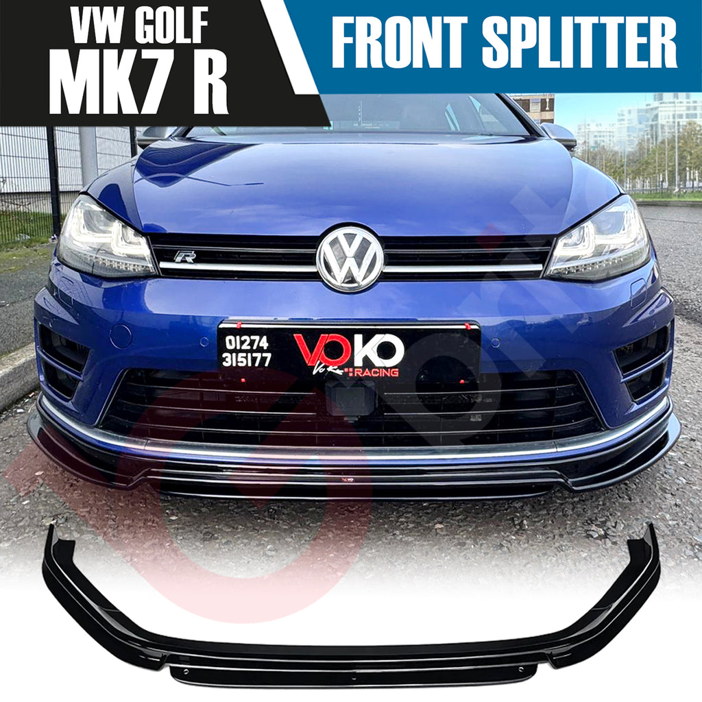 VW GOLF MK7 R VOKO RACING GLOSS BLACK FRONT BUMPER SPLITTER LIP