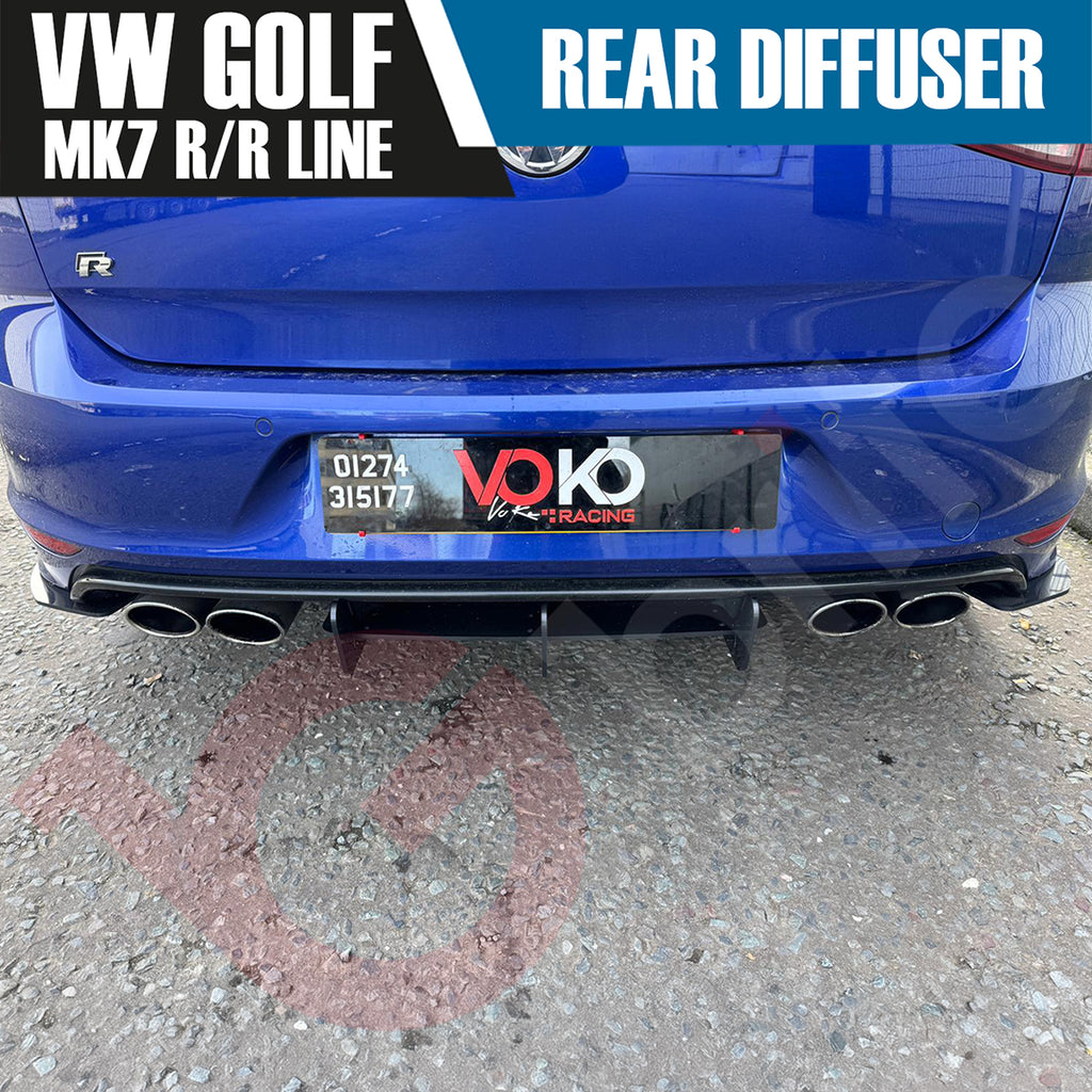 REAR BUMPER DIFFUSER & REAR SIDE SPATS FOR VW GOLF MK7 R & R LINE 2013 - 2016