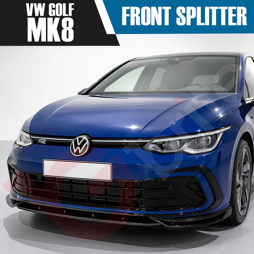 VW GOLF MK8 GTI GTD & R GLOSS BLACK FRONT BUMPER SPLITTER 2020-2024
