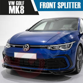 VW GOLF MK8 GTI GTD & R GLOSS BLACK FRONT BUMPER SPLITTER 2020-2024