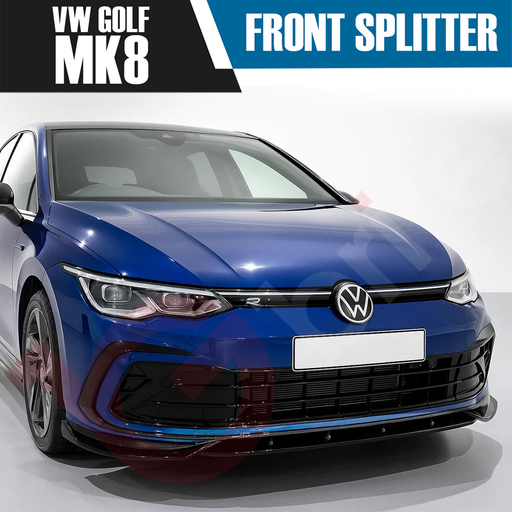 VW GOLF MK8 GTI GTD & R GLOSS BLACK FRONT BUMPER SPLITTER 2020-2024