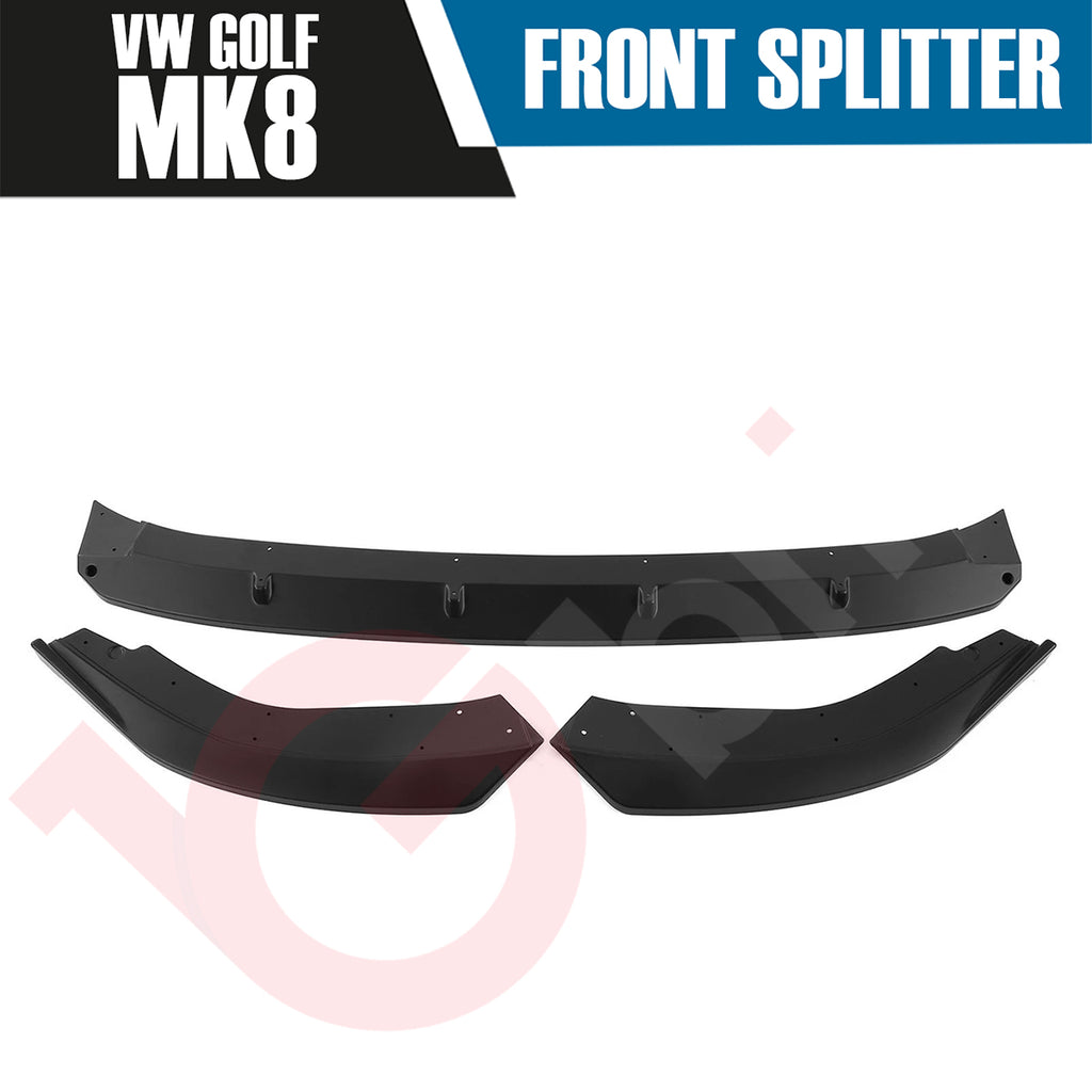 VW GOLF MK8 GTI GTD & R GLOSS BLACK FRONT BUMPER SPLITTER 2020-2024