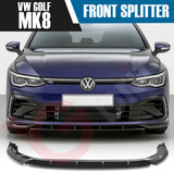 VW GOLF MK8 GTI GTD & R GLOSS BLACK FRONT BUMPER SPLITTER 2020-2024