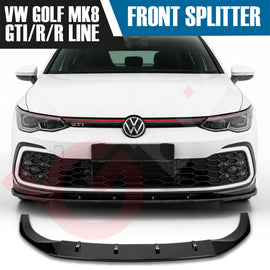 VW GOLF MK8 GTI GTD R VOKO RACING GLOSS BLACK FRONT BUMPER SPLITTER LIP