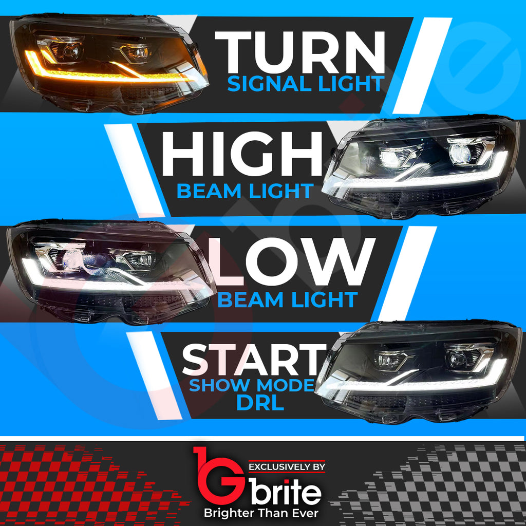 VW Transporter T6 LED Bi-xenon Headlamps 2016-19 DRL Sequential Indicator