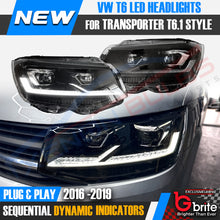 Load image into Gallery viewer, VW Transporter T6 LED Bi-xenon Headlamps 2016-19 DRL Sequential Indicator