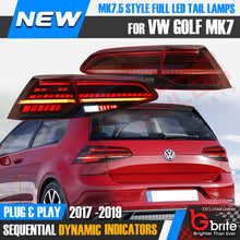 Load image into Gallery viewer, VW Golf MK7.5 Style LED TAIL LAMPS LIGHTS FOR VW MK7 SEQUENTIAL FLOWING INDICATOR