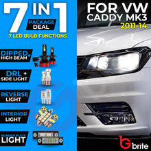 Load image into Gallery viewer, VW CADDY MK3 2011-15 UPGRADE PACKAGE DEAL CANBUS LED HEADLIGHT DRL BULBS
