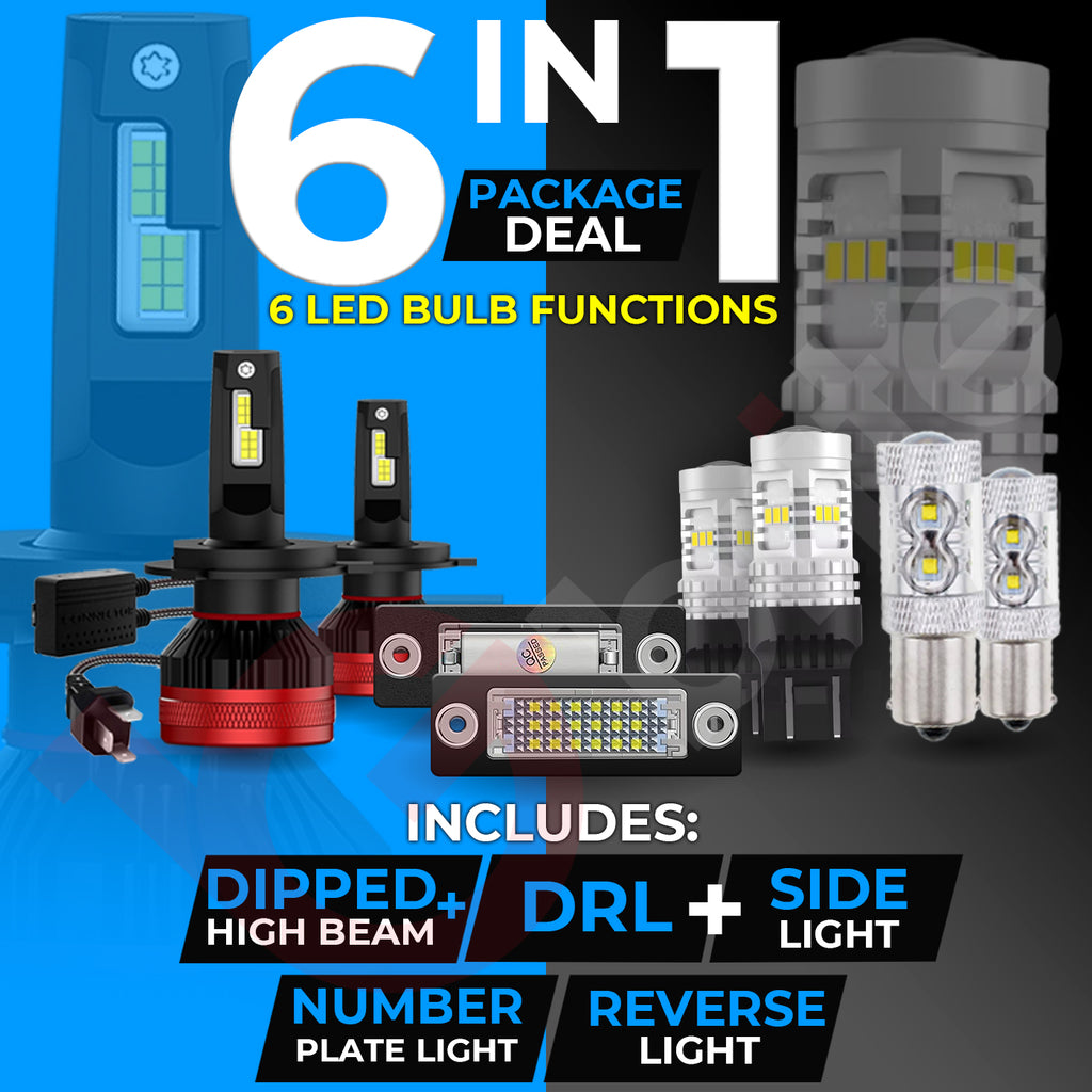 VW CADDY MK4 2015-20 UPGRADE PACKAGE DEAL CANBUS LED HEADLIGHT DRL BULBS