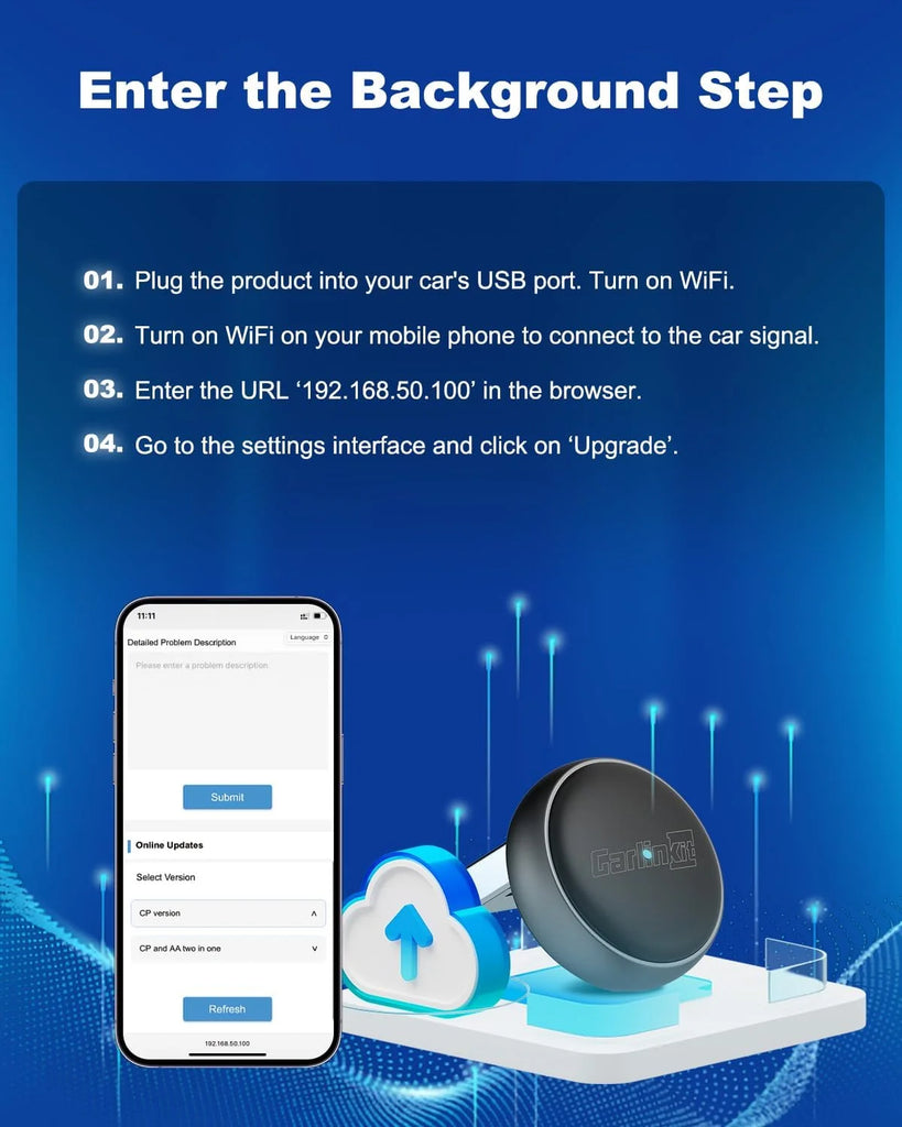 CarlinKit MINI Ultra 3 Wireless Adapter - Converts wired CarPlay/Android Auto to wireless