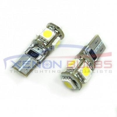 5 SMD T10/501/W5W LED BULBS - PAIR canbus Number plate