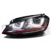 RED HEADLAMPS For VW GOLF MK7 BI XENON DRL DAYTIME RUNNING LIGHT LED RHD