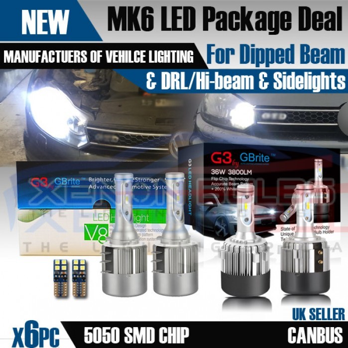 2x Xenon White H15 LED High Beam Headlight Lamp DRL 